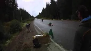 High speed longboard skateboard crash