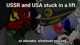 USSR and USA stuck in a lift/elevator // countryhumans// shitpost
