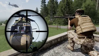 Russia's most important helicopter was attacked by a Ukrainian sniper. - ARMA 3