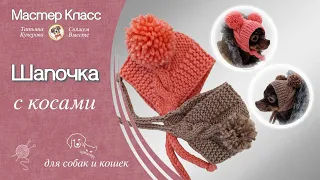 Шапочка для собаки, вязание спицами