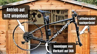 Günstiges MTB pimpen 😏 Schaltung auf 1x12 umrüsten | Vierkant Innenlager umbauen auf DUB 🛠 Tutorial