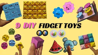 DIY 9 FIDGET TOYS DIFERENTES - TODOS COM PAPEL ✂️