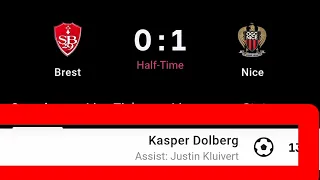 Kasper Dolberg Goal Vs Brest | Brest Vs Nice | 0-1 |