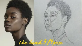 How to draw the head 3/4 pose  using Loomis method