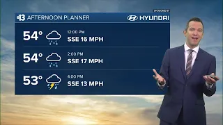 Tuesday: Showers, Breezy, PM Thunder