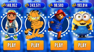Minion Rush vs Subway Surfers vs Paddington Run vs Garfield Rush - Gameplay (Android,Ios)