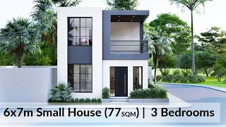 (6x7 Meters) Small House Design Idea with 3 Bedrooms