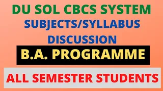 DU SOL BA PROG CBCS Semester Syllabus Semester-1,2,3,4,5 Complete Syllabus SOL DU