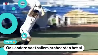 Iraanse voetballer scoort met spectaculaire salto-ingooi