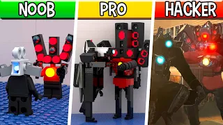 LEGO Upgraded Camera Man Titan VS Upgraded Titan Speaker Man : Noob, Pro, HACKER! / (Skibidi Toilet)