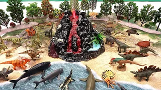 Dinosaur Island - New Volcano Eruption And Collecta Dinos! 불꽃 수증기 화산 폭발 공룡섬