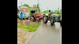 FORD and Mahindra Tractor Pulls big truck from Mud 🔥