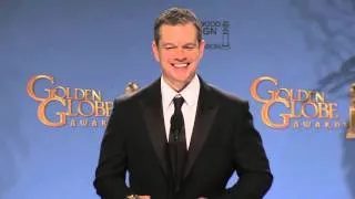 Matt Damon: Golden Globe Awards Backstage Interview (2016) | ScreenSlam