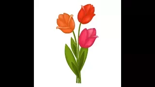 How to draw flowers Тulips/ Как рисовать цветы, тюльпаны.