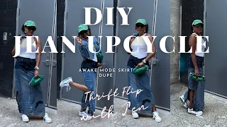 Upcycle Jeans to a skirt | DIY Denim Skirt | Awake Mode Dupe | Sustainable Fashion