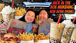 Jack in the Box NEW BOBA + Spicy Chicken Sandwich + Curly Fries Mukbang 먹방 Eating Show *Funny Video*