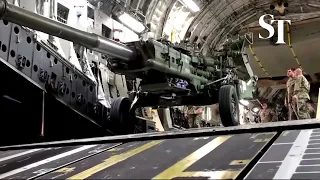 US releases video of artillery being shipped to Ukraine