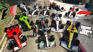 GTA 5 - Stealing Formula 1 (F1) Race Cars With Franklin | (GTA V Real Life Cars #69)