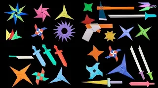 20 Easy Origami Ninja Star/Sword/Knife/gun -  How to make