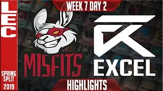 MSF vs XL Highlights | LEC Spring 2019 Week 7 Day 2 | Misfits vs Excel Esports
