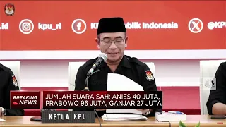 Hasil Rekapitulasi KPU: Anies 40 Juta, Prabowo 96 Juta, Ganjar 27 Juta