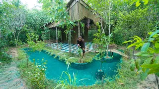 Girl Living Off the Grid, Build The Most Beautiful Bamboo House Near My Village