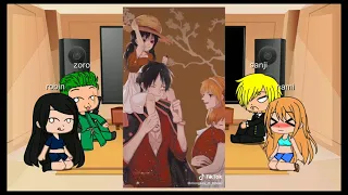 zoro, nami,sanji e robin reagindo a tik toks do luffy