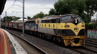 freight and metro at middle footscray after dark