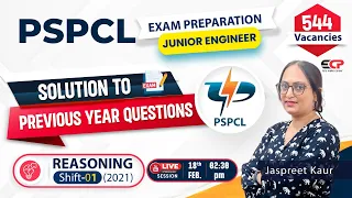 PSPCL JE Electrical Exam Preparation | Solution to previous year Questions | Reasoning | Live