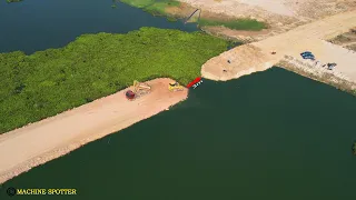 Wonderful Dozer Operator Skill Processing Connecting New Road 97% Complete Road Build Cross The Lake