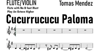 Cucurrucucu Paloma Flute Violin Sheet Music Backing Track Play Along Partitura