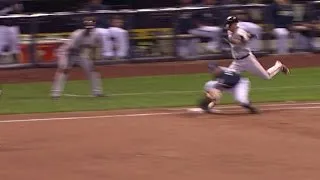 SF@MIL: Call at first base overturned in 9th inning