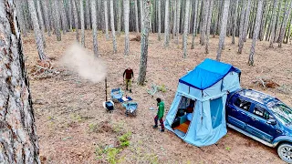 HOT CAMPING WITH A STOVE IN THE RAINY FOREST WITH A DUPLEX TENT IN THE COMFORT OF HOME