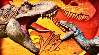 T REX VS VELOCIRAPTOR!! REXY VS BLUE!!