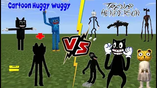 Cartoon Cat Huggy Wuggy VS Trevor Henderson Creatures [Minecraft PE]