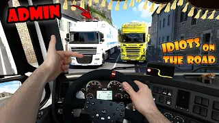 IDIOTS on the road #98 | 8 People BANNED | Real Hands Funny moments - ETS2 Multiplayer