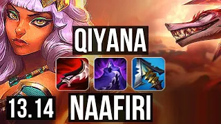 QIYANA vs NAAFIRI (MID) | 77% winrate, 6 solo kills, 14/4/8, Dominating | EUW Master | 13.14