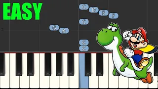 Super Mario World - Athletic Theme (Easy Piano Tutorial) [Synthesia]