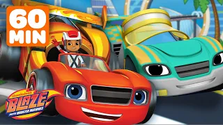 Blaze and the Monster Machines RACE CAR Rescues & Transformations! 🏎️ w/ AJ | 60 Minute Compilation