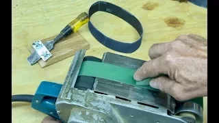 My Whizbang Belt-Sander Chisel-Sharpening Jig