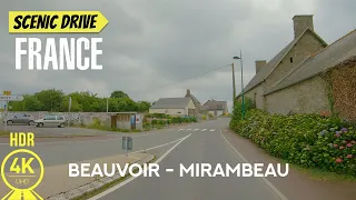 Driving Tour through France - Scenic Roads of Beauvoir and Mirambeau Areas in 4K HDR