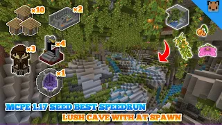 Minecraft pe 1.17 seed speedrun - seed lush cave at spawn / village & pillage with 2 stronghold !!