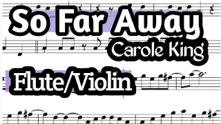 So Far Away Flute or Violin Sheet Music Backing Track Play Along Partitura