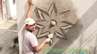 Plaster flower design || How to make flower design in plaster wall || parapet wall flower design