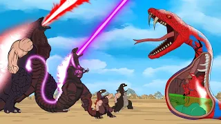 Rescue GODZILLA & KONG From SPIDER PYTHON: Who Is The King Of Monster? - FUNNY CARTOON