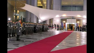 Military honours for Poland's Prime Minister Donald Tusk