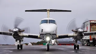 BAM Beech 200 Super King Air, Startup and takeoff at Stord Airport, Nov.  2020.