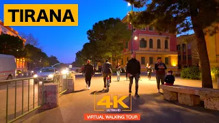 TIRANA ALBANIA 🇦🇱 EVENING WALK 😍 [4K ASMR] VIRTUAL WALKING TOUR 🚶‍♂️ORIGINAL SOUND 🔈