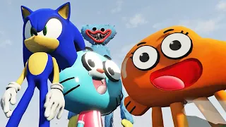 GTA SONIC AND GUMBALL SAVE DARWIN FROM HUGGY WUGGY ! || GTA MOD Gameplay || Konas2002