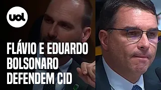 CPI do 8/1: Flávio e Eduardo Bolsonaro defendem Mauro Cid: 'preso político'